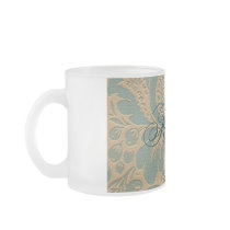 Teal Beige Damask Mug