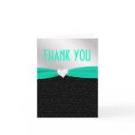 Teal Black Floral Damask Diamond Thank You