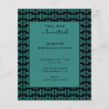 Teal Black Pattern Party Flyer Design