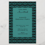 Teal Black Pattern Party Flyer Design