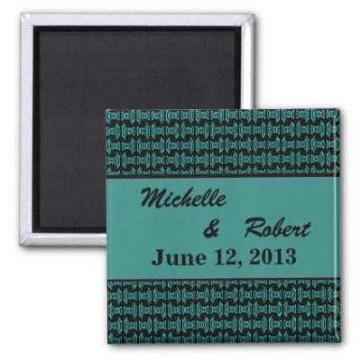 Teal Black Pattern Wedding Magnets by BrightVibesDesign