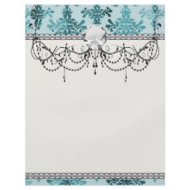 teal blue and aquas distressed damask flyer design