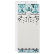 teal blue and aquas distressed damask custom rack cards