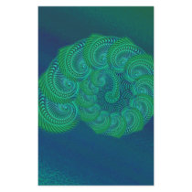 Teal, blue and green shell graphic.