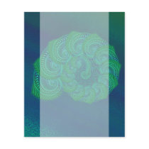 Teal, blue and green shell graphic.