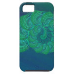Teal, blue and green shell graphic.