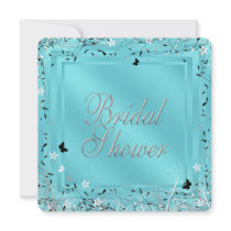 Teal Blue Black White Butterfly Bridal Shower