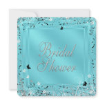 Teal Blue Black White Butterfly Bridal Shower invitations