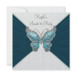Teal Blue Butterfly Sweet Sixteen Birthday Party
