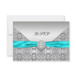 Teal Blue Diamond Wedding RSVP invitations
