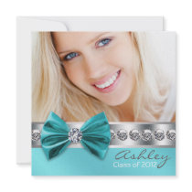 Teal Blue Girl Photo Graduation Announcement