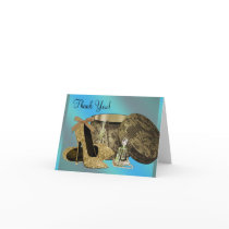 Teal Blue Gold High Heel Shoes Thank You Cards