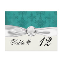 teal blue green distressed damask postcards