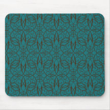 teal blue green swirl damask ornate pattern mousepads
