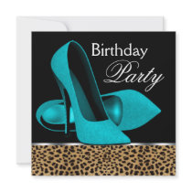 Teal Blue Leopard High Heels Birthday Party