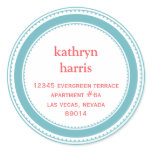 Teal blue medallion modern circle address label