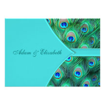 Teal Blue Peacock Wedding Invitation