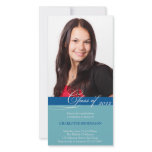 Teal blue script class of graduation announcement