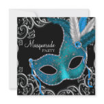 Teal Blue Silver Mask Teal Black Masquerade Party
