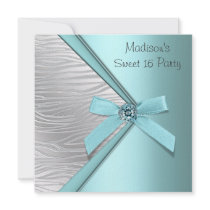 Teal Blue Silver Zebra Sweet 16 Party