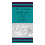 Teal blue stripes photo cards