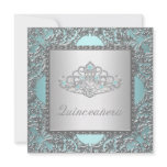 Teal Blue Tiara Teal Blue Quinceanera invitations