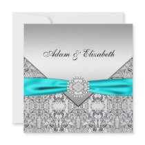 Teal Blue Wedding Personalised Announcement