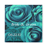TEAL BLUE Wedding Rose Bouquet with Lace magnets