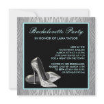 Teal Blue Zebra High Heels Bachelorette Party invitations