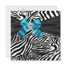 Teal Blue Zebra Party Invitation