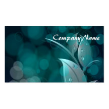 Teal Bokeh Leaves Business Cards