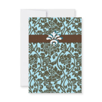 Teal & Brown Brocade rsvp with envelopes