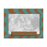 teal brown stripes photo frame postcards