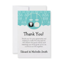 Teal Cake Pop Wedding Thank You Notes