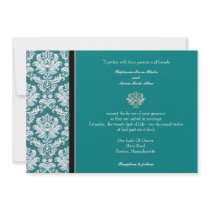 Teal Classic Damask Wedding Invitation
