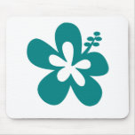 teal color hibiscus flower design mousepad