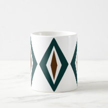 Teal & Copper Retro Diamond Trio Coffee Mugs