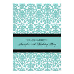 Teal Damask 18th Birthday Party Invitations