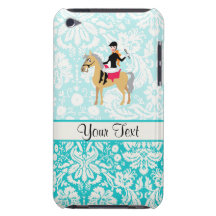 Teal Damask Equestrian Barely There iPod Cases