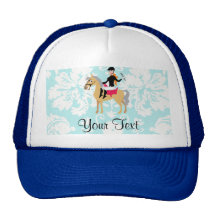 Teal Damask Equestrian Hats