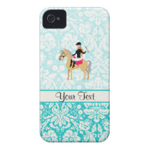 Teal Damask Equestrian iPhone 4 Cover