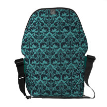 Teal Damask Pattern Messenger Bag