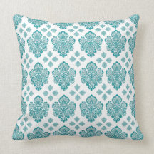 Teal Damask Pillows