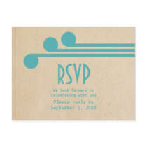 Teal Deco Chic RSVP Postcard