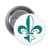Teal Fleur de Lis Button