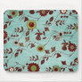 Teal Flowers Mouse Pad