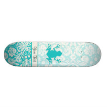 Teal Frog Skateboard Deck