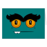 Teal Funny Face With A Unibrow Birthday Greeting Cards