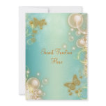 Teal gold butterfly wedding engagement personalized invitation