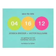 Teal green dot wedding announcement save the date